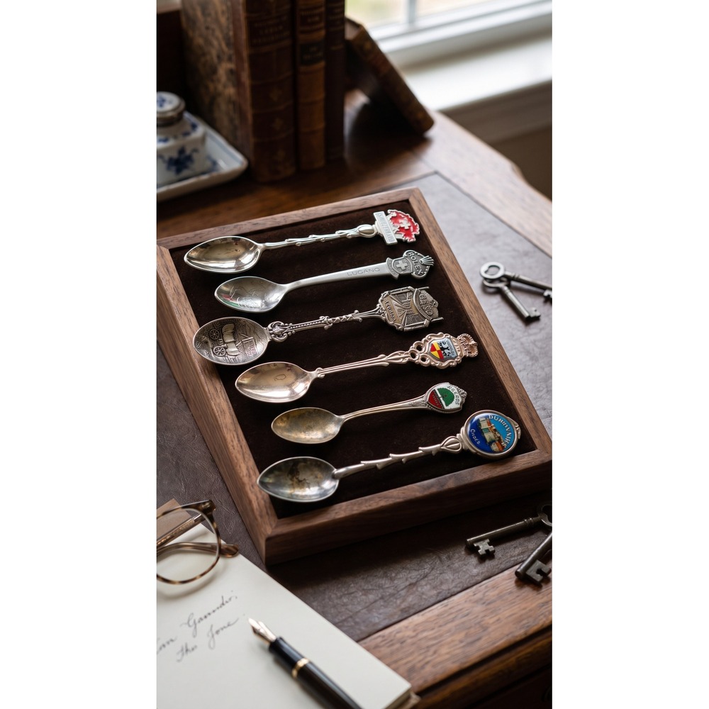 Vintage Rolex Bucherer & Assorted Americana and Swiss Travel Souvenir Spoons